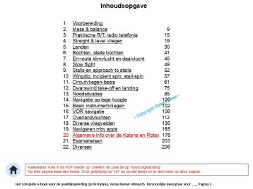 Het complete boek voor de praktijkopleiding op de Katana, inhoudsopgave